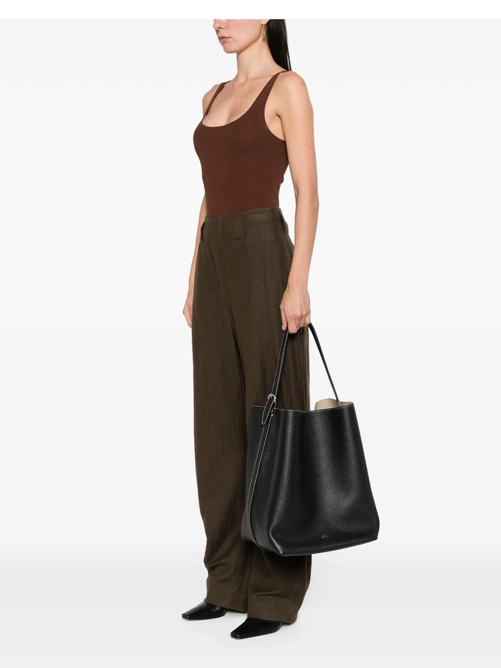 Toteme Black Pebbled Leather Shoulder Tote - Picture 11 of 12